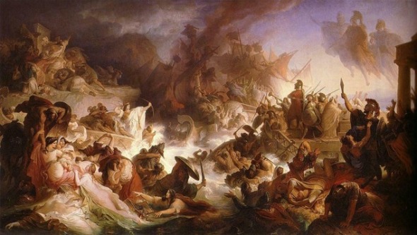 Bătălia de la Salamina în viziunea pictorului Wilhelm von Kaulbach (1868)